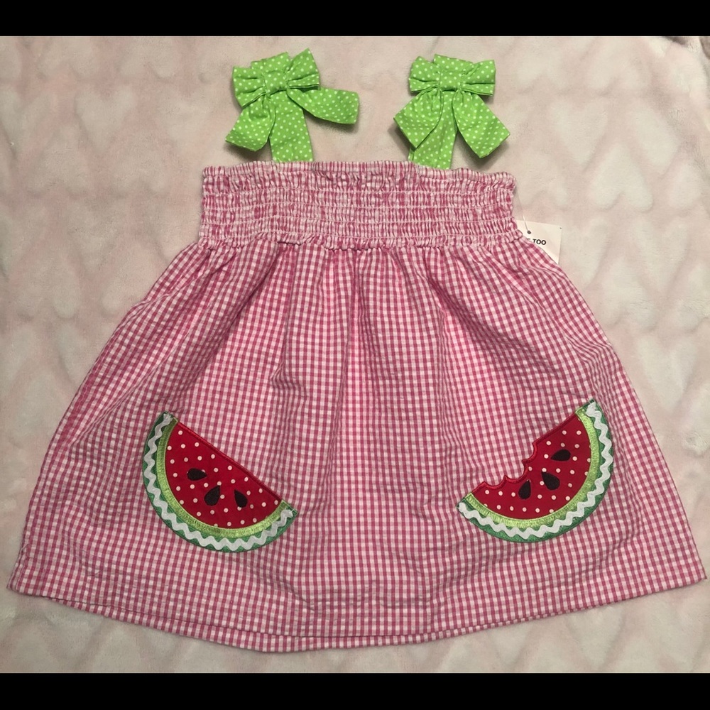 Little girls watermelon picnic dress 24m NWT